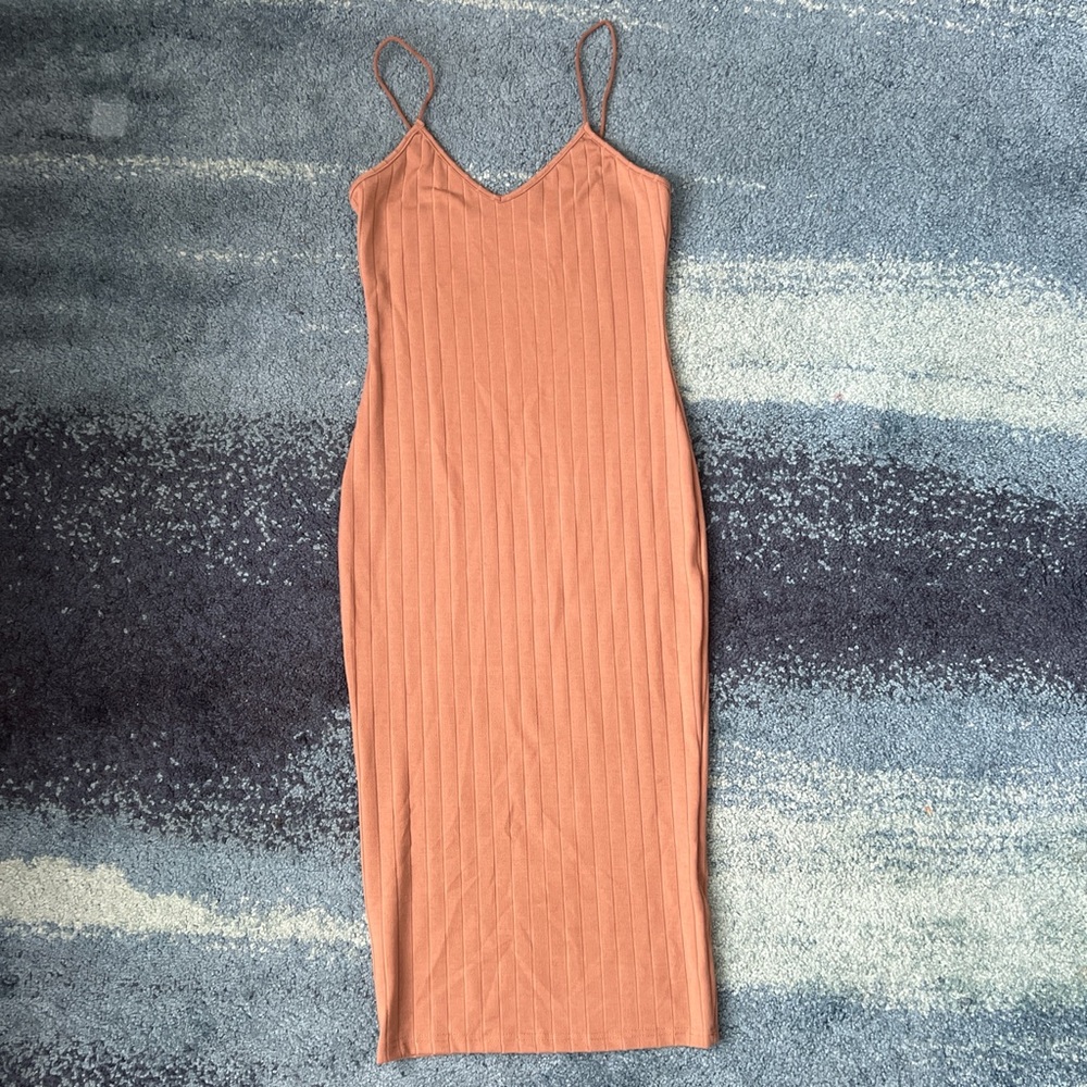 Tan Bodycon Spaghetti Strap Dress